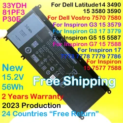 15.2V 56Wh 33YDH Laptop Battery For Dell Inspiron 17 7773 7778 7779 7786 15 7588 7577 Vostro 7570 7580 Series P30E 99NF2 PVHT1