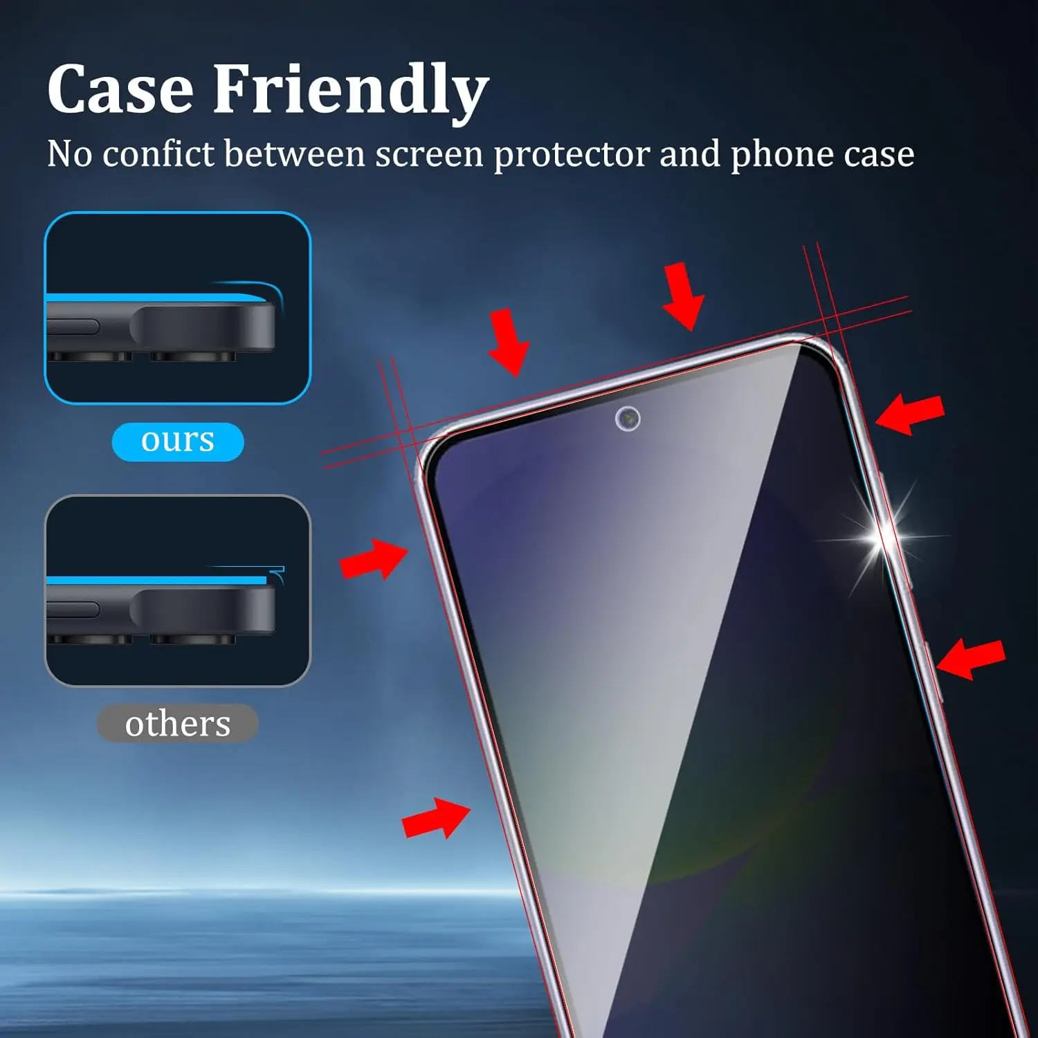 زجاج مقسى مضاد للتجسس لهاتف Samsung Galaxy A36، طبقة شاشة الخصوصية لا تدعم فتح بصمات الأصابع #3