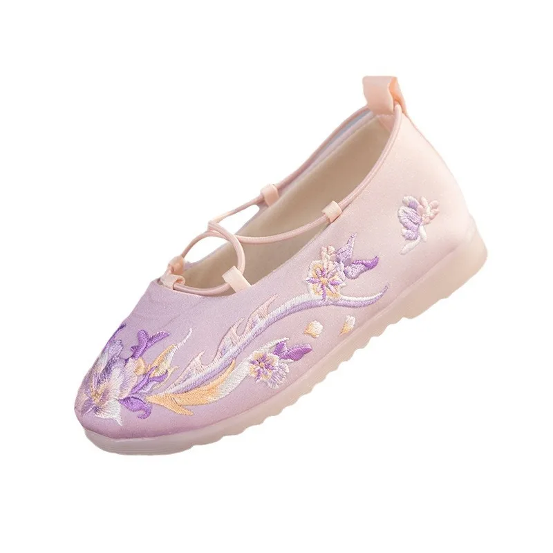 MW23 zapatos bordados Unisex para niñas, zapatos Hanfu para niños, zapatos de falda de caballo para bebés, zapatos de tela de estilo chino para niños