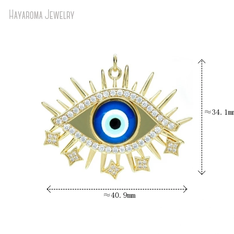 

5Pcs Religious Evil Turkish Eye Star Gold Color Islam Copper Metal Cubic Zirconia Wholesale Invisible Setting Pendant