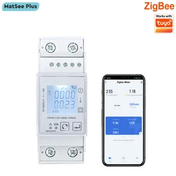Smart ZigBee Energy Meter Bidirectional Single Phase 80A Din Rail Power Monitor Wattmeter Voltmeter Ampermeter 110V 240VAC