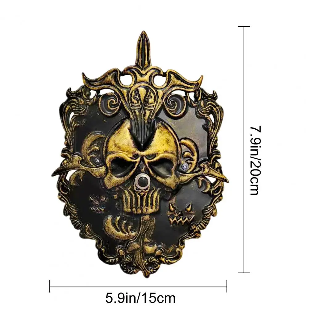 Halloween Home Decor Accessory Halloween Skull Doorbell Decoration with Light-up Eyeballs Spooky Skeleton Door Bell for Haunted