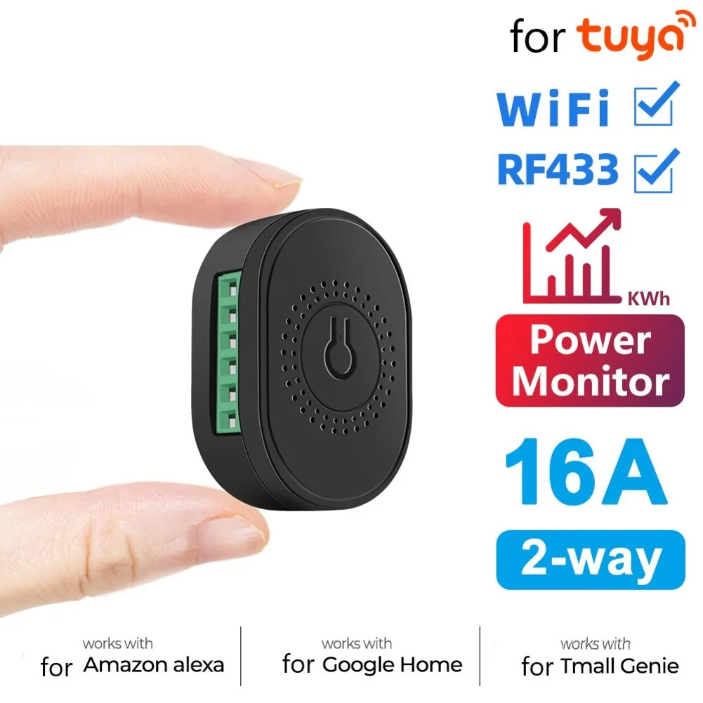 

For Tuya Wireless On/Off Switch Remote Control Module Energy Consumption Monitoring 16A Load Capacity for Household Use
