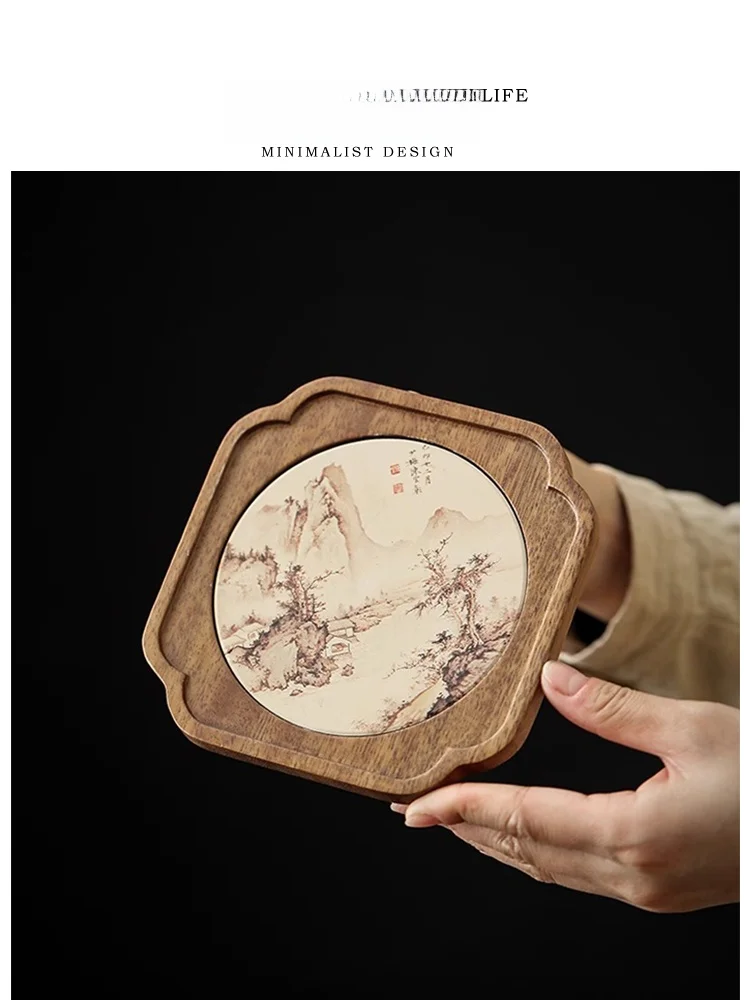 

Tlife Water Absorbent Walnut Wooden Tea Tray Mat Small Size Chinese Style Tea Set Accessories Home Use Dining Table Decor