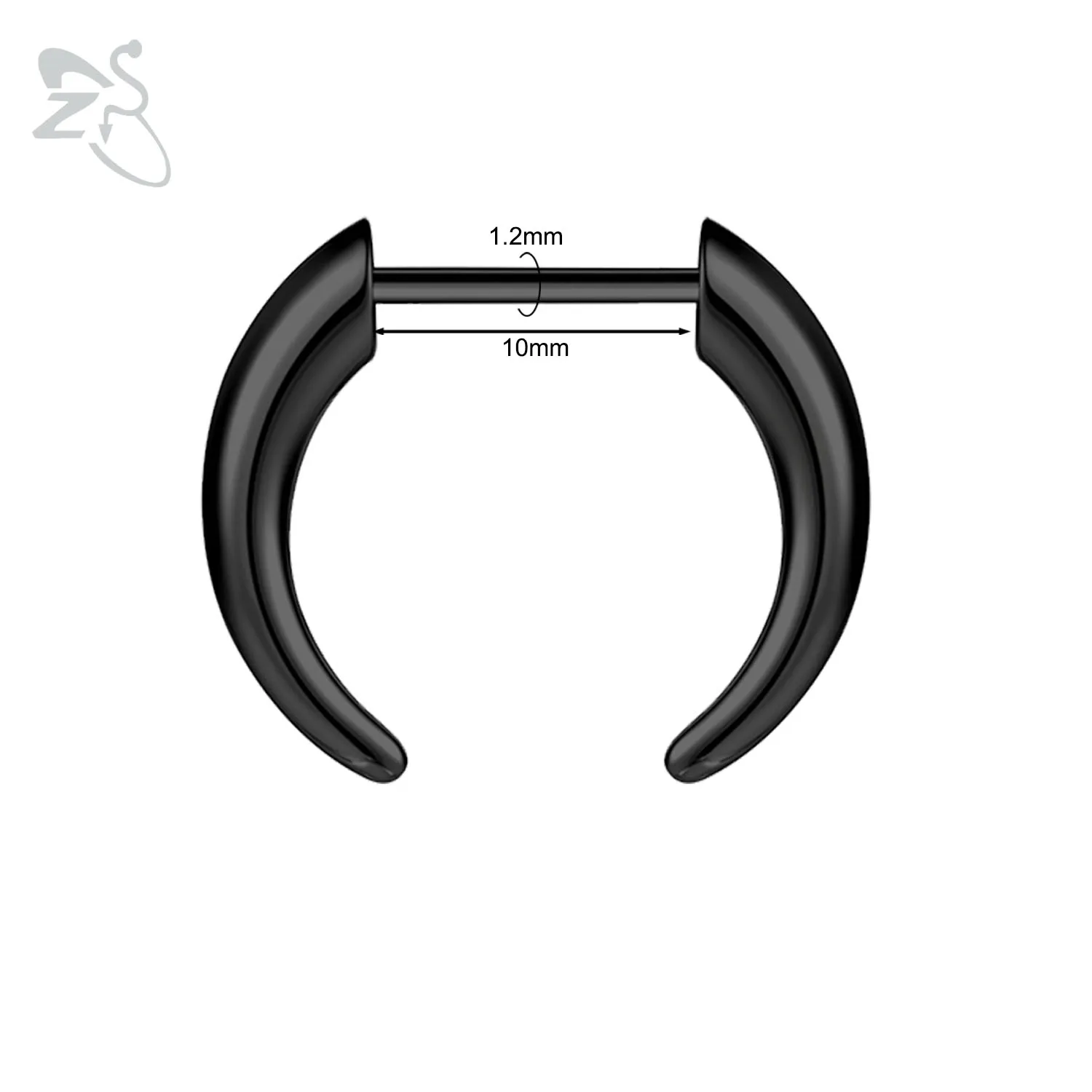 ZS 1PC 16G Buffalo Horn Nasenpiercing Edelstahl Pincher Plug In Septum Ring Keil Expander Gold Farbe Nasenring 8mm
