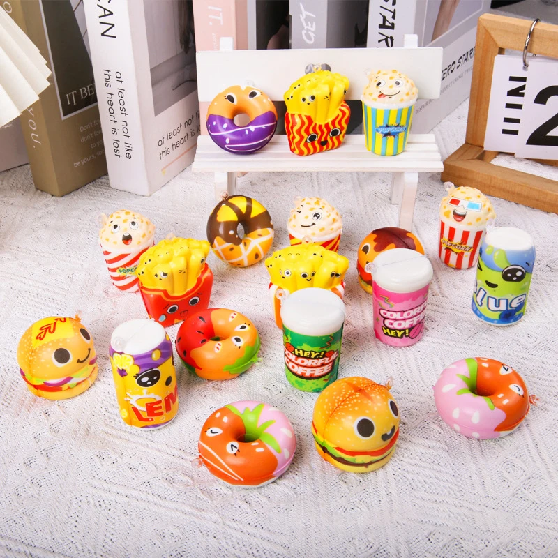 5 Teile/beutel Cartoon Nette Langsam Rebound Snack Trinken Spielzeug Anhänger Simulation Lebensmittel Spielen Weiche Prise Stress Relief Spielzeug Kinder Spaß Geschenk