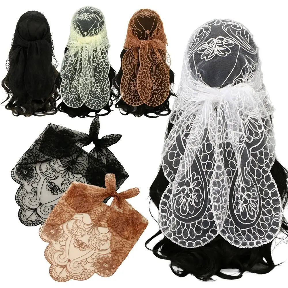 

Vintage Lace Flower Hair Scarf Headband Thin Cute Bandanas for Women Chic Style Bohemian Sweet Headscarf Shawl Photography