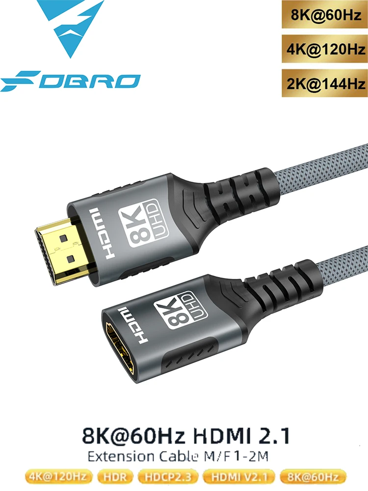 8K HDMI 2.1 Verlängerungskabel HDMI 2.1 Kabel Stecker auf Buchse Verlängerung 8K@60Hz 4K@120Hz für HDTV RTX PS5 Xbox HDR Video PC Laptop