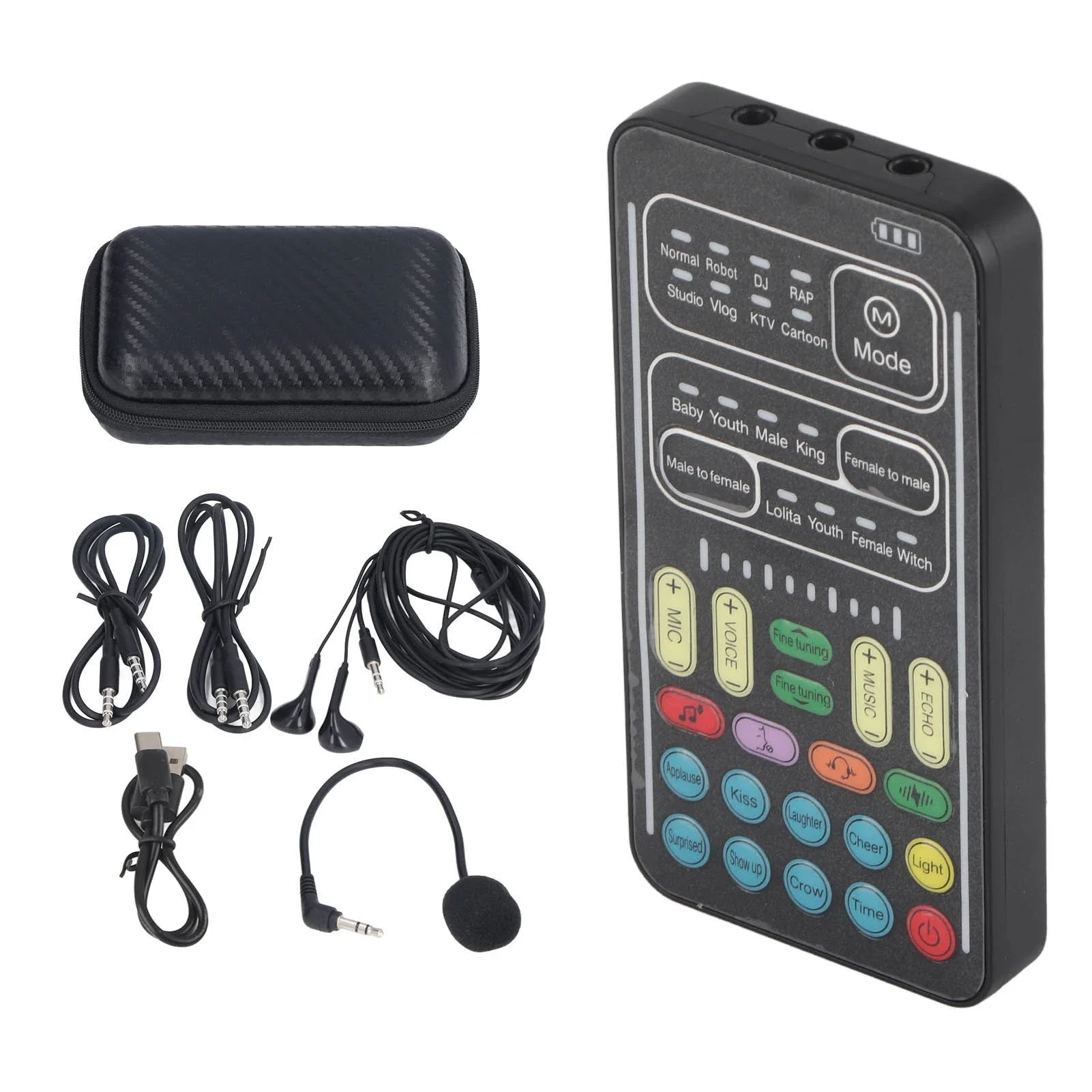 I9 Voice Changer Set Multifunction Portable Recording Mini Sound Card for Game Anchor Recording Computer English Version