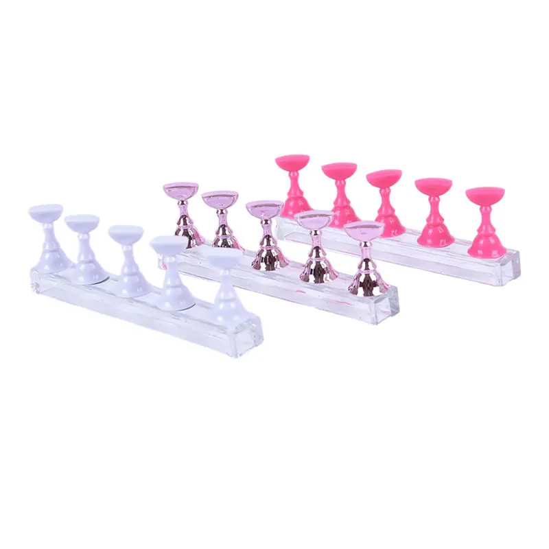 1Set False Nail Tips Practice Trainning Display Stand Holder Base Alloy Crystal Nail Art Polish Display Manicure Tools