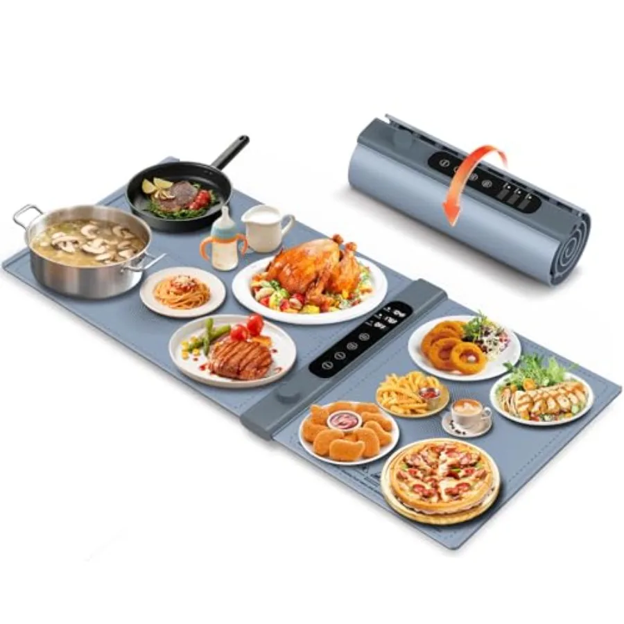 

Warming Mat for Food with 3-Zone Independent Control Extra Large 40"x17" Food Wamer Chafing Dishes with 17 Temp 6 Hour Timer Fo
