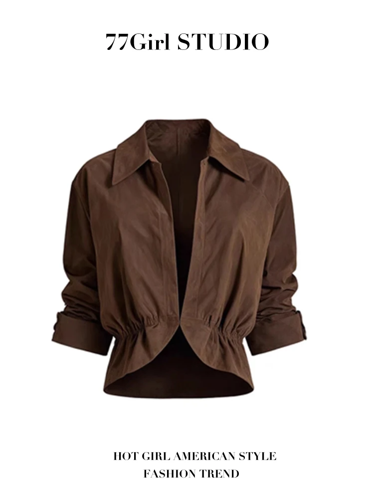 

Women's Brown Gothic Shirts and Blouses Y2k Long Sleeve Harajuku Streetwear 2000s Vintage Sweet Shirt For Lady Blusas Tops