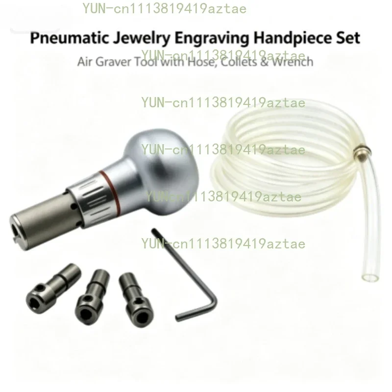 For Pneumatic Engraving Handpiece Set Jewelry Graver Tool Air Engraver with Hose & Collets for Metal Stone Setting Carving