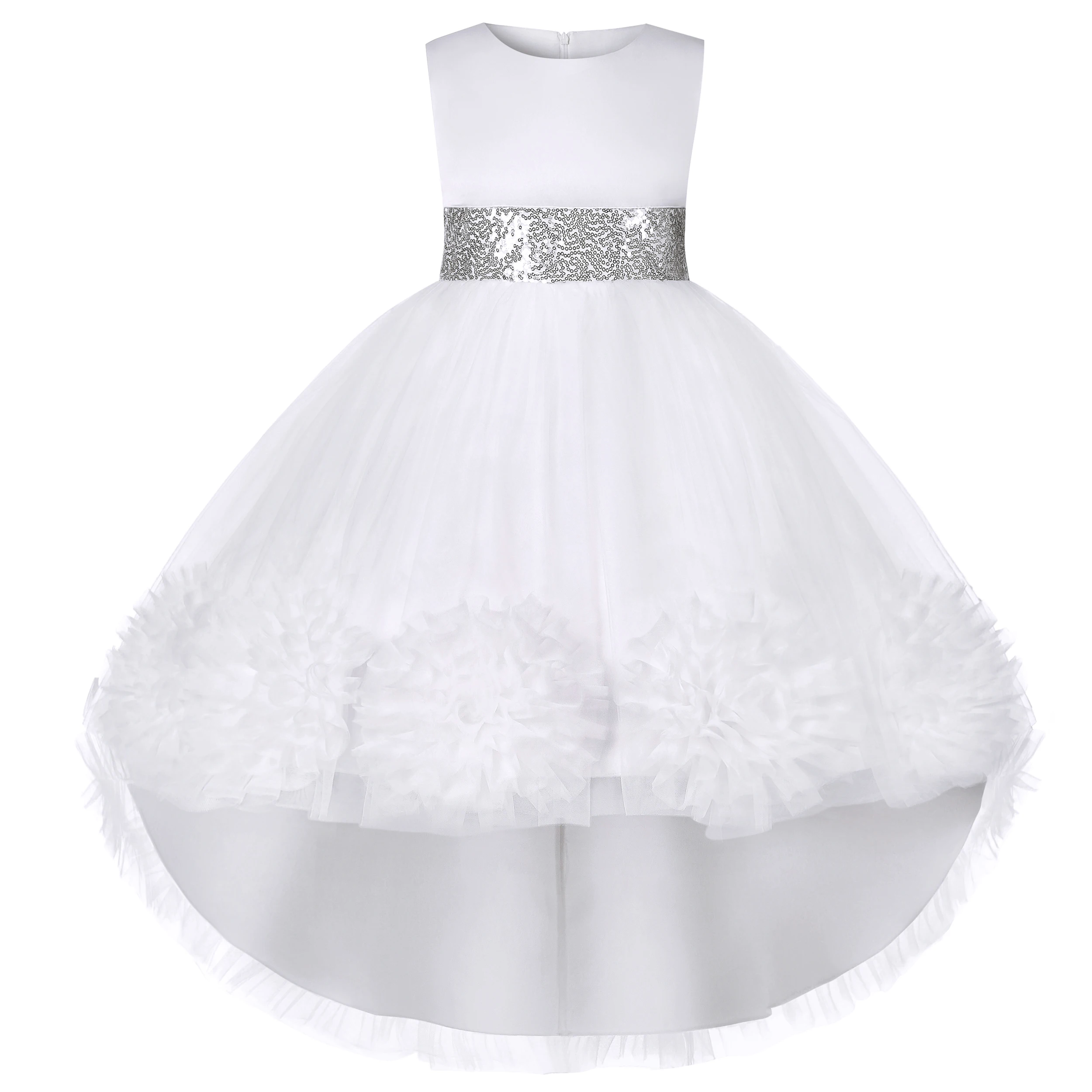 Vestido largo de princesa con falda de cola de pez, vestido de fiesta para festival de actuación de piano para niña, vestido de niña de flores de boda