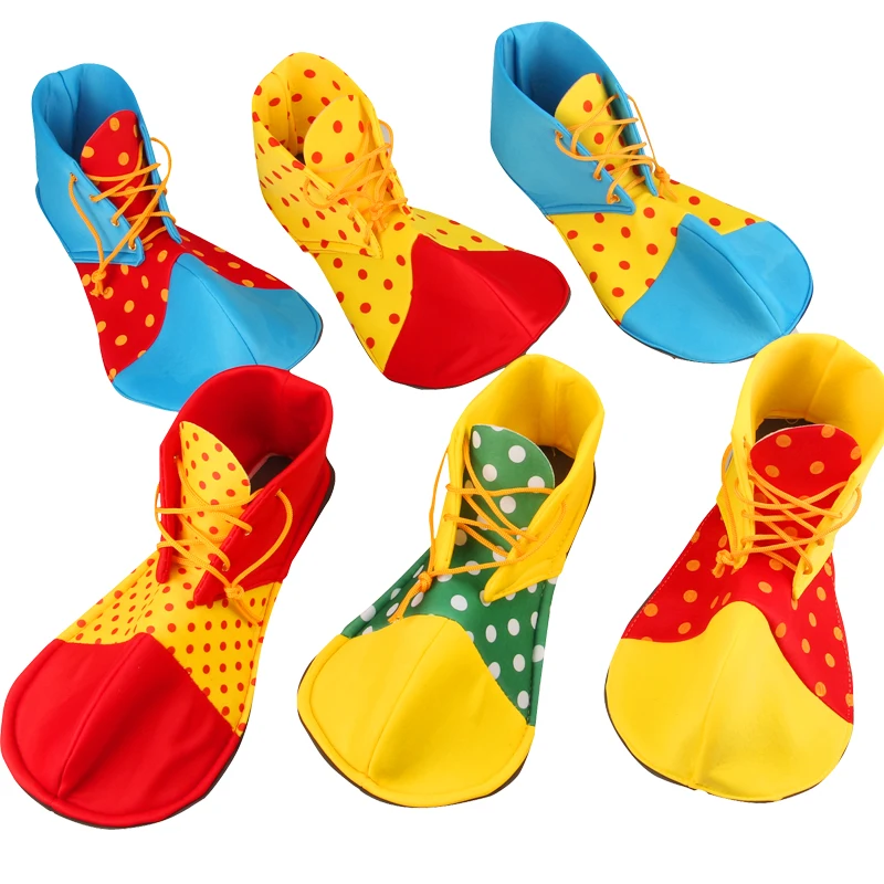 Polka Dot Color Blocking Kids Clown Shoes, Multi Colored Halloween Party Shoes, Halloween Costumes, Circus Props, Small Size