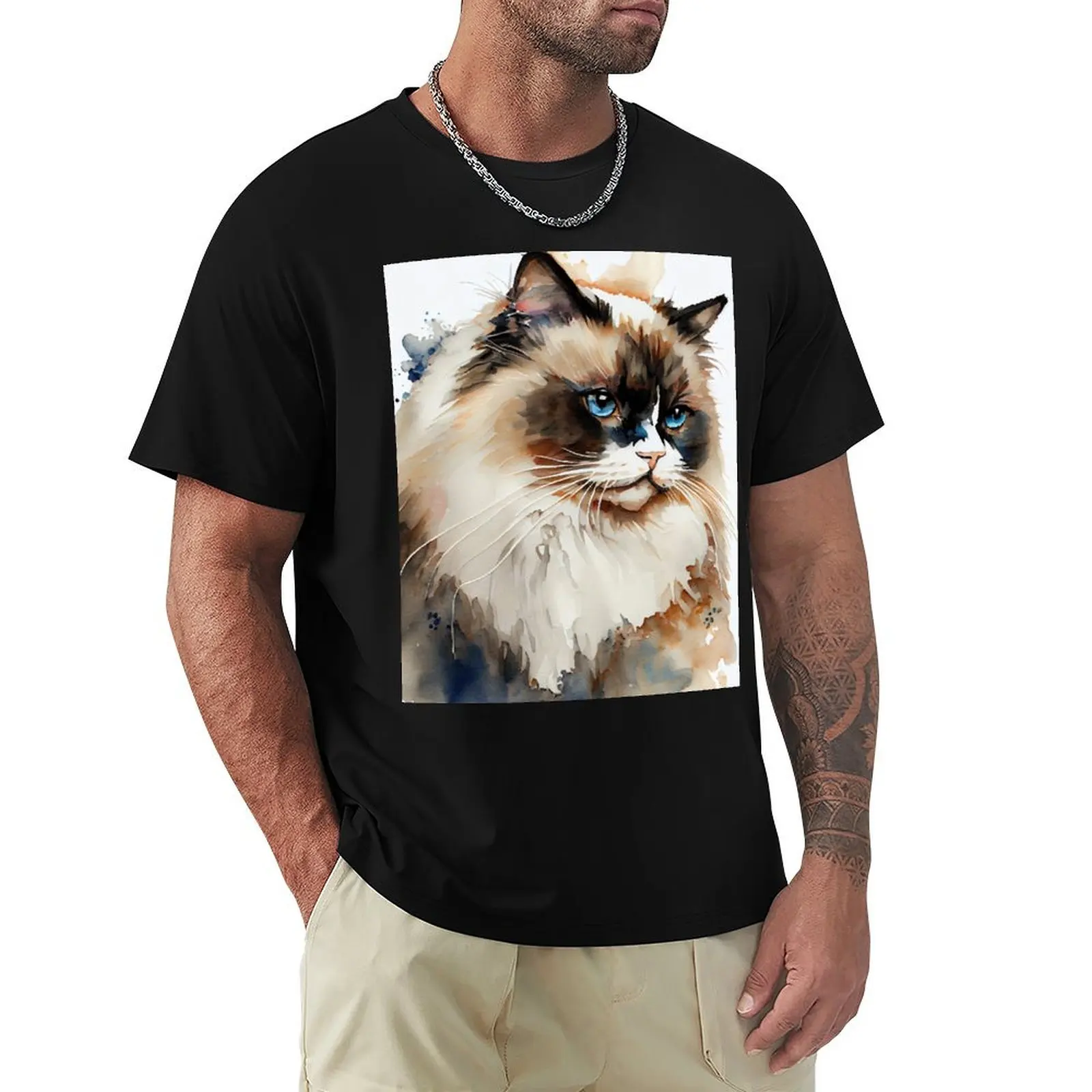 Ragdoll Cat - Watercolor paint T-Shirt Soft Stretch Short Sleeve Top