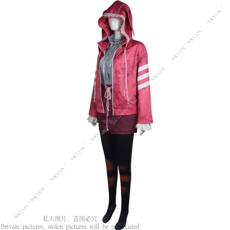 Costumes de cosplay Feng Min pour femmes et filles, uniforme en similicuir rose, fréquence de jeu, lumière du jour, ensemble complet vert, fête d'Halloween