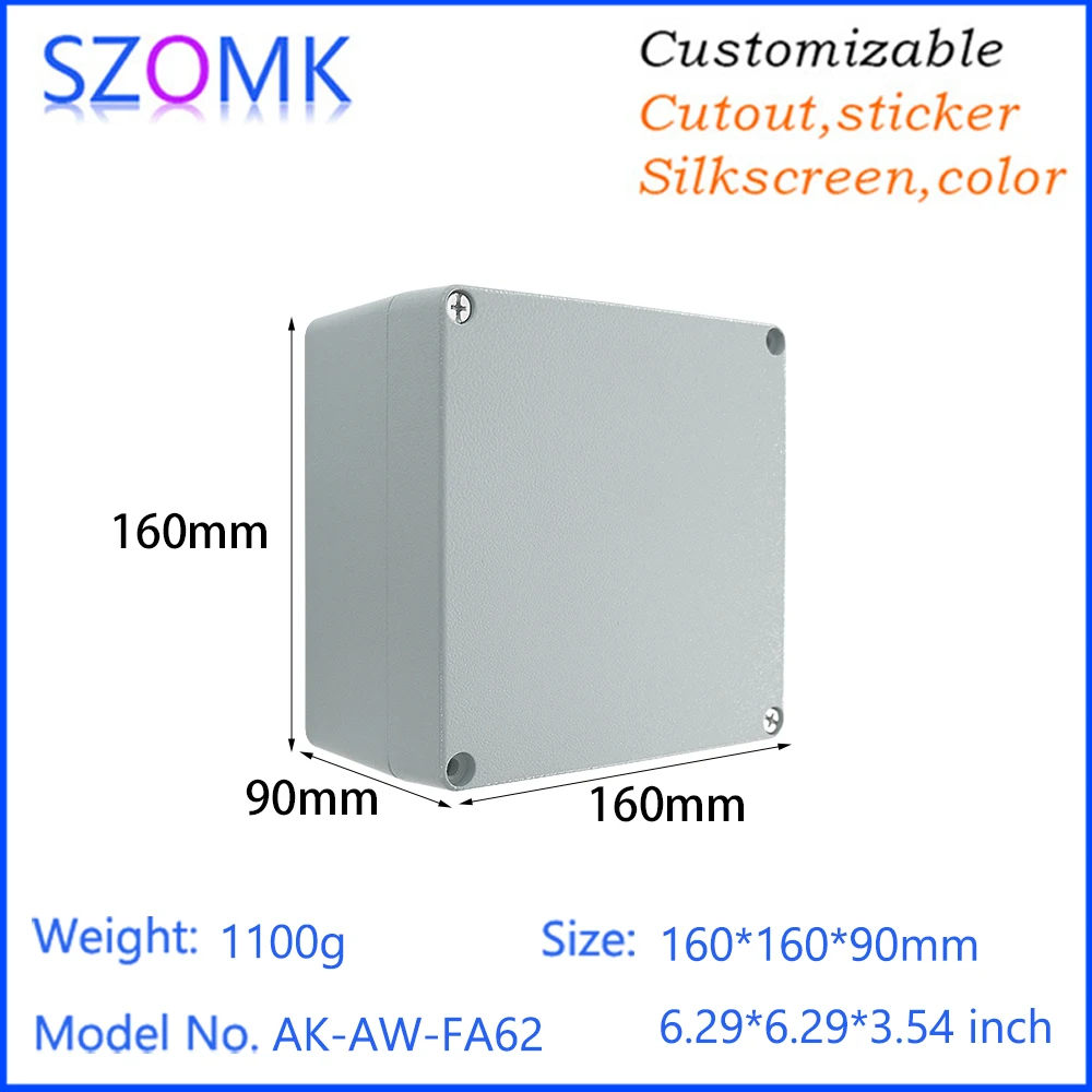 Szomk New Arrival Outdoor Aluminum Alloy Die Casting Parts Aluminum Enclosure Box Street Lighting Pole Junction Box 160x160x90mm