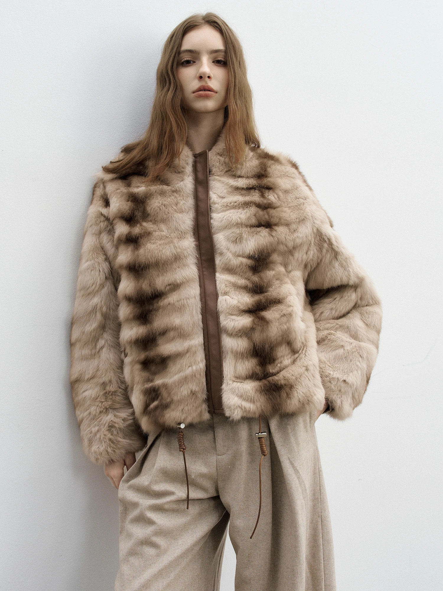 Double-Sided Wear Rabbit Fur Jaet ort Young Fem Leather Coat MANMONA Warmth All-Weather Sli Korean Version Coat