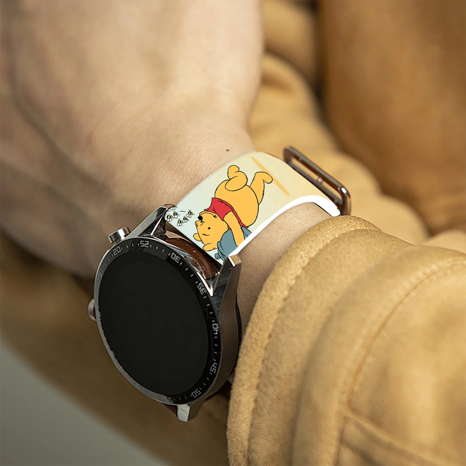 Disney Pooh Bear 20mm Printed Strap for Samsung Galaxy Watch 7/6/5 40mm 44mm Band Replaceable Bracelet for Xiaomi Huawei Amazfit