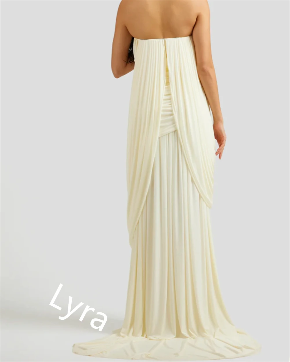 فستان سهرة جيرسي عاجي رائع مخصص حورية البحر بدون حمالات بدون أكمام فساتين المشاهير الحديثة حسب الطلب