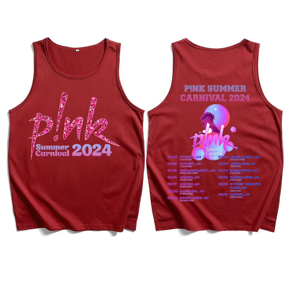 P!nk Pink Singer Summer Carnival 2024 Tour Tank Tops Vest T-Shirt Man Woman Streetwear Fans Gift Tops