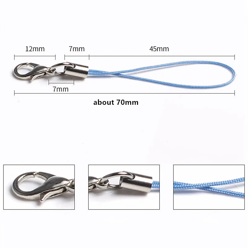 50Pcs Gold Rhodium Keychain Rope With Lobster Clasp Lanyard Lariat Strap Cords DIY Keyring Pendant Cord Jewelry Making Supplies