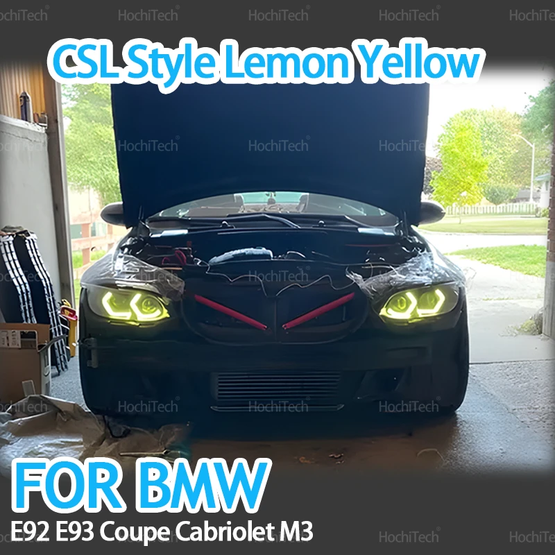 Lemon Yellow Color DRL CSL M4 Style LED Angel Eyes Kit Ring White Lamps for BMW E92 E93 Coupe Cabriolet M3 Pre LCI and LCI