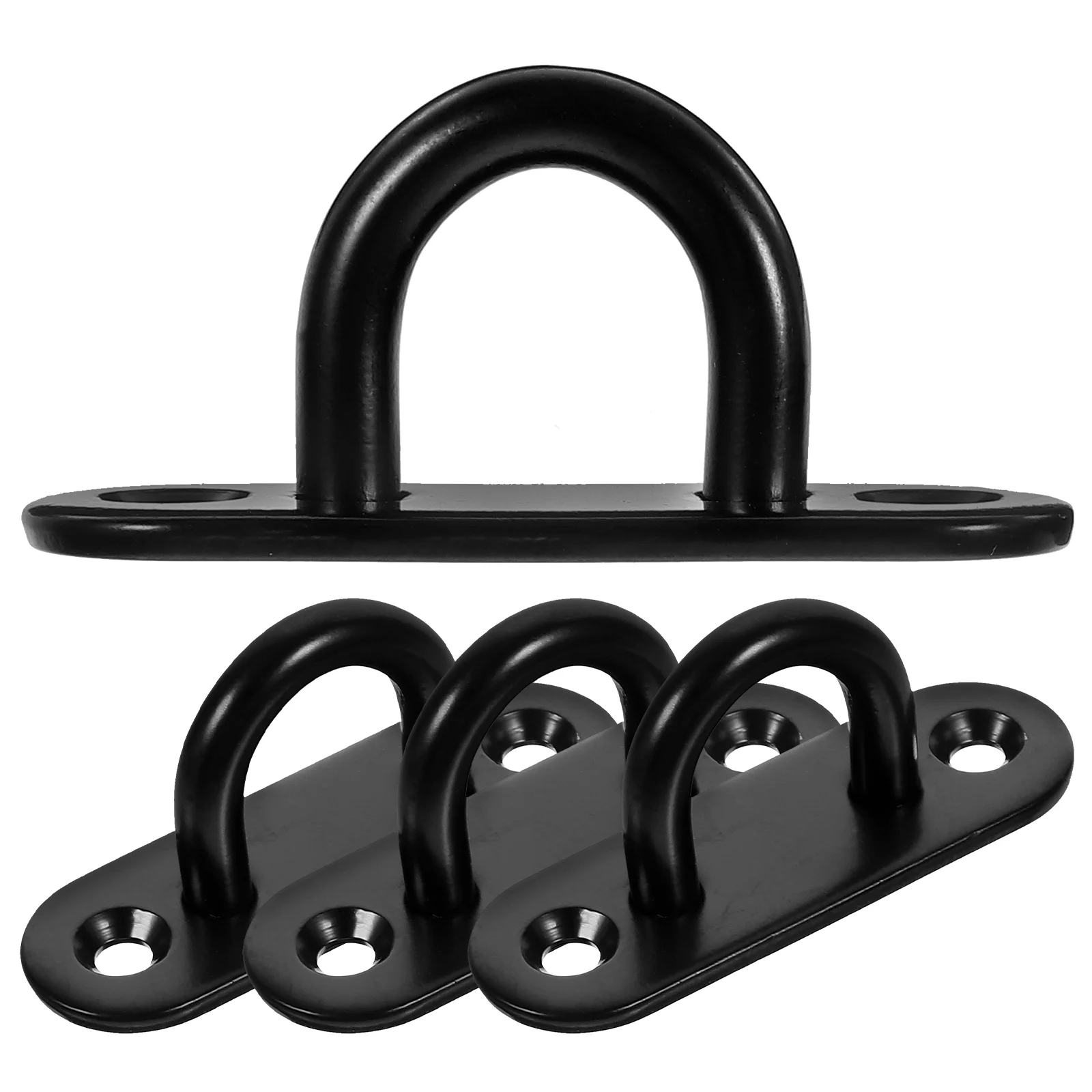 

4 Pcs Eye Plate Roof Wall Hook Hooks Heavy Duty Black Pad Stainless Steel Plates Metal Ceiling