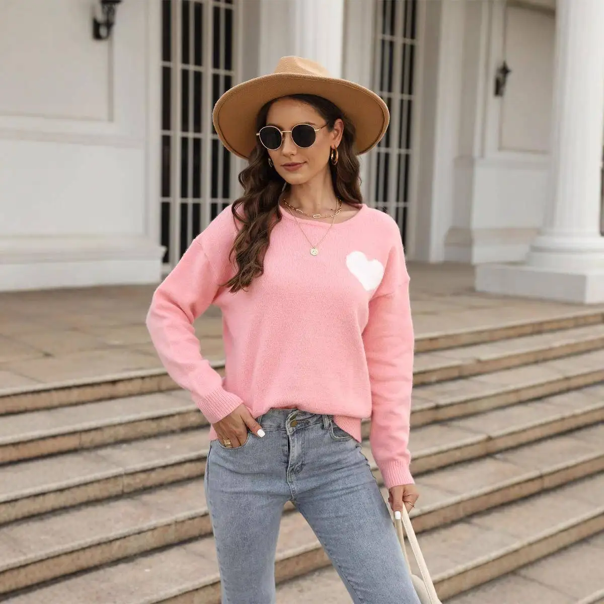 

Весенний вязаный свитер с узором в виде сердца 202, женский праздничный свитер с длинным светом, праздничный трикотаж, женские топы Faion