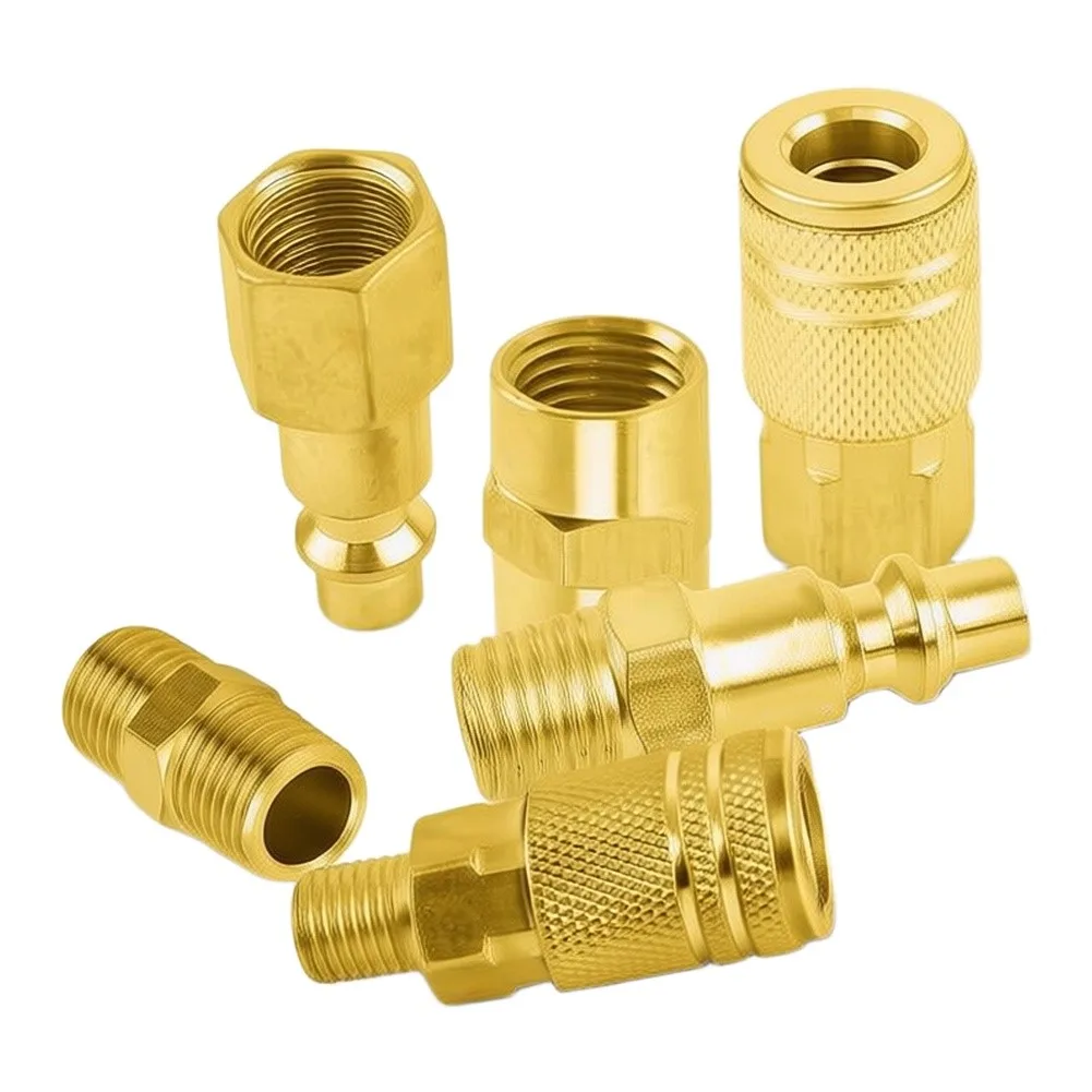 45Pcs 1/4in NPT Air Hose Fittings Quick For Connect Compressor Kit Copper Plated Industrial Pneumatic Coupler Set For Tools