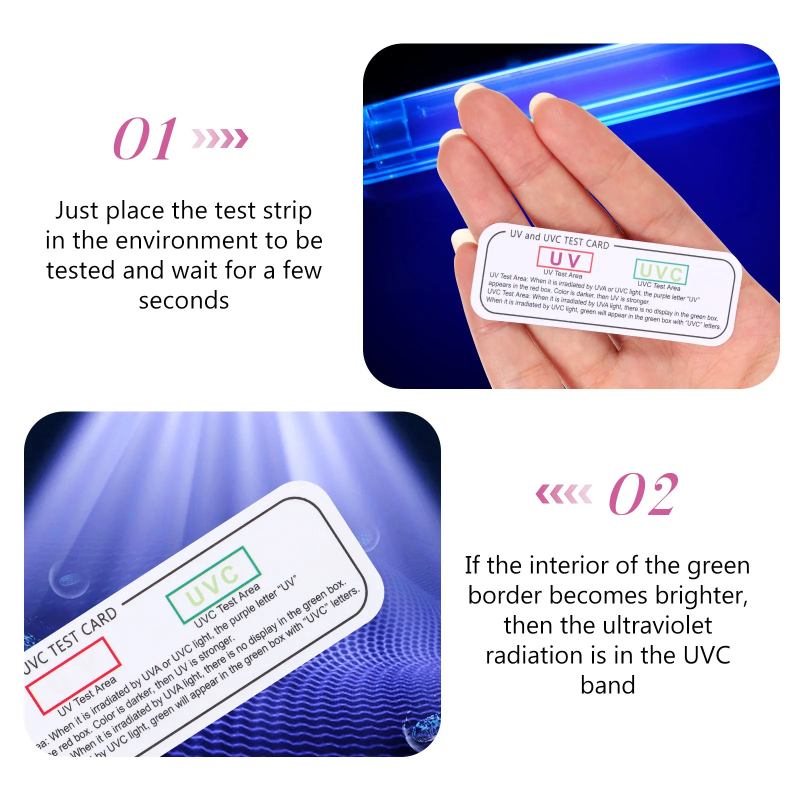 12pcs UV Test Strips for UVC/UVA Disinfection Lamp Detection – Portable UV Indicator Cards