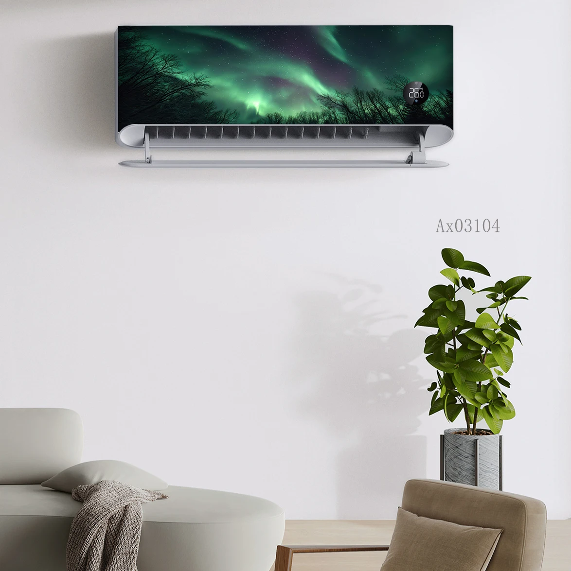 Northern Lights Aurora Air Conditioner Stickers Self Adhesive Waterproof Anti Scratch AC Unit Skin Cover for Office Home Crafts