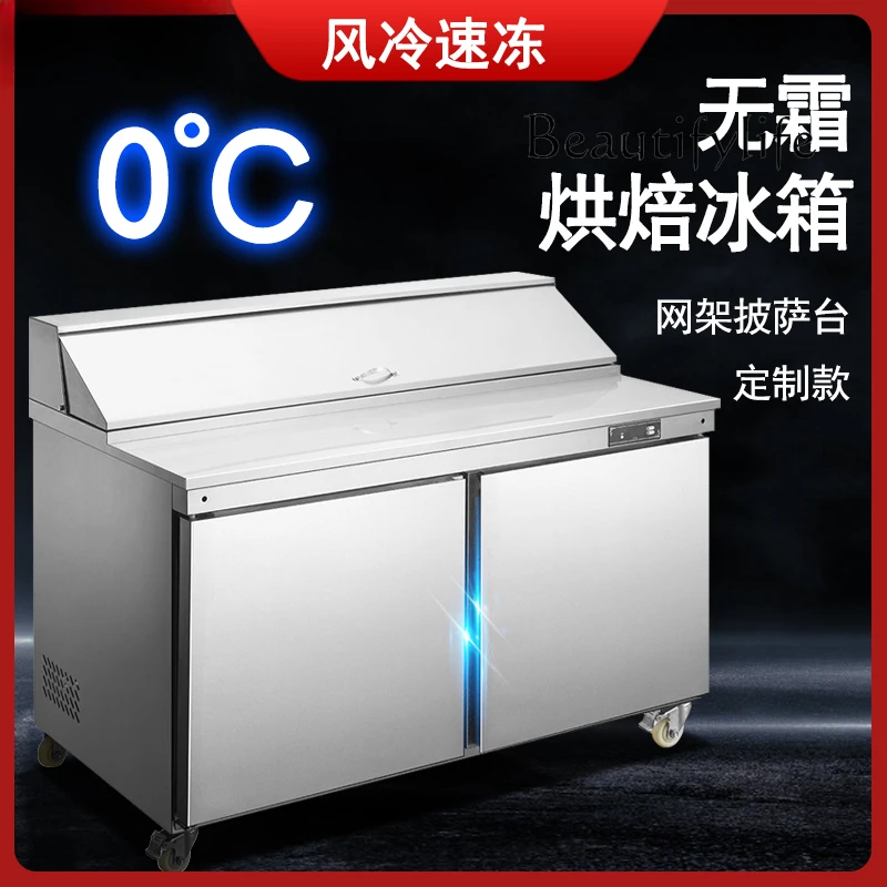 Industrial Refrigerator Stainless Steel Fresh-Keeping Freezer Air Cooling Frostless Salad Console Refrigerated Cabinet