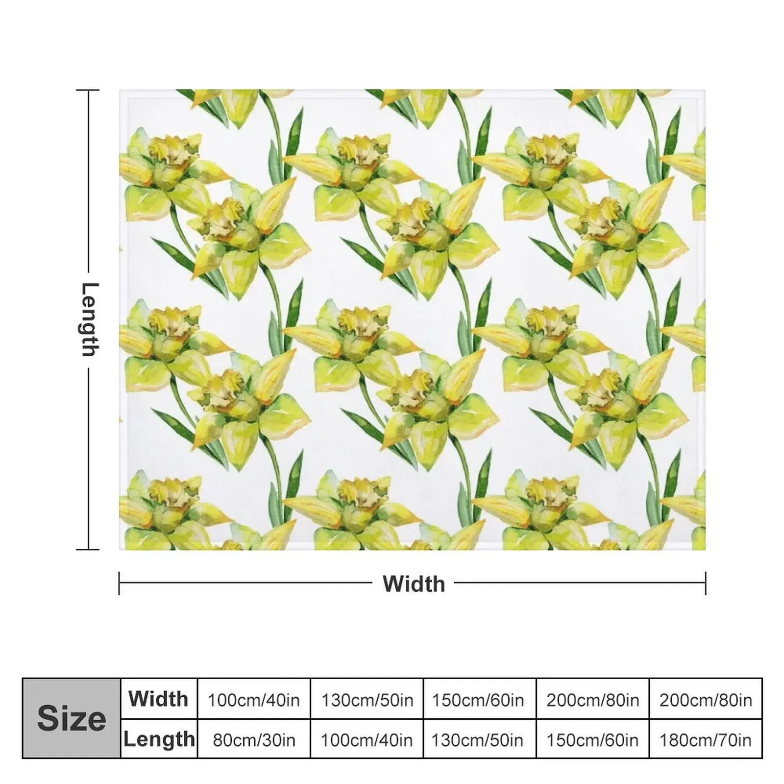 Spring hand painted yellow green watercolor daffodils floral Throw Blanket Tourist Soft Plush Plaid christmas gifts Blankets