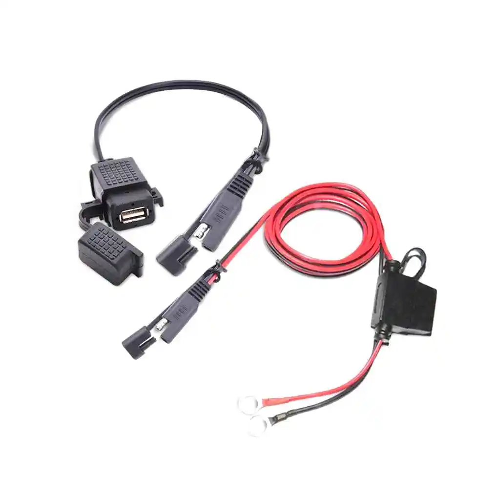 Motorcycle SAE to USB Port Waterproof Socket Charger Fast Charging Dual USB Adapter Dustproof Accessories Replacement Part