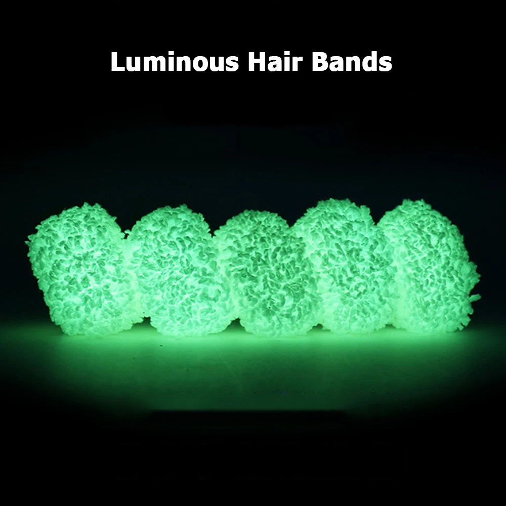 Girls Colorful Elastic Scrunchies Hairband Plush Luminous Hair Bands Ponytail Headwear