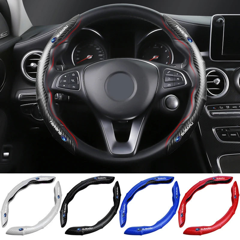 

2pcs Carbon Fiber Non-Slip Steering Wheel Cover Car Accessories for Subaru Impreza Levorg WRX Forester Outback Crosstrek Legacy