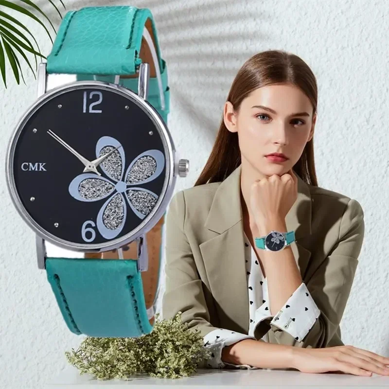 

Fashion Women Flowers Small Fresh Printed Belt Student Quartz Watch Watch Ladies Dress Wristwatches Gifts Reloj Zegarek Damski