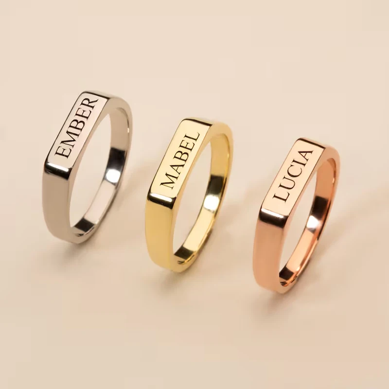 

Персонализированное кольцо с именем, кольцо с печаткой с гравировкой, кольцо для влюбленных, штабелируемое кольцо, подарок для нее, кольцо на мизинец, подарок на день Святого Валентина