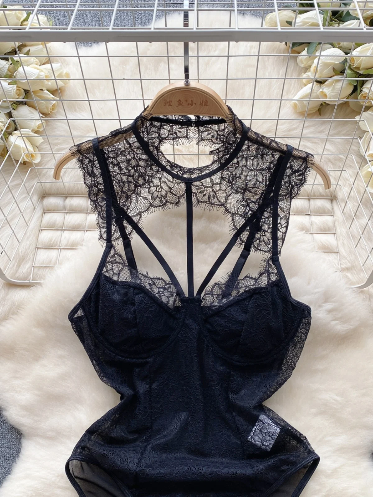 French Black Jumpsuit Women Spring Autumn Lace Mesh Tight Retro Bodysuits Female Elegant Sexy Club Party Romper