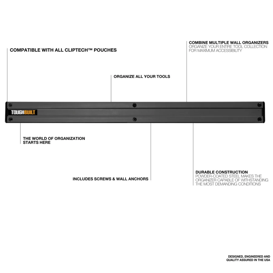 Imagem -02 - Organizador de Parede Toughbuilt Tb53 60 cm é Projetado para Trabalhar com Todas as Bolsas Cliptech Suporte Organizador de Ferramentas Montado na Parede o