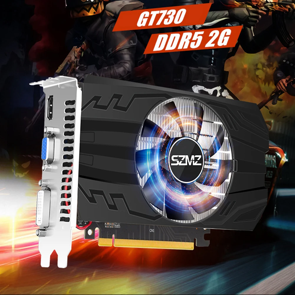 GT730 2GB DDR5 Low Profile Video Card PCI-E 2.0 16X Computer Graphics Card 128 Bit PC Video Card VGA HDMI-Compatible GPU GF108