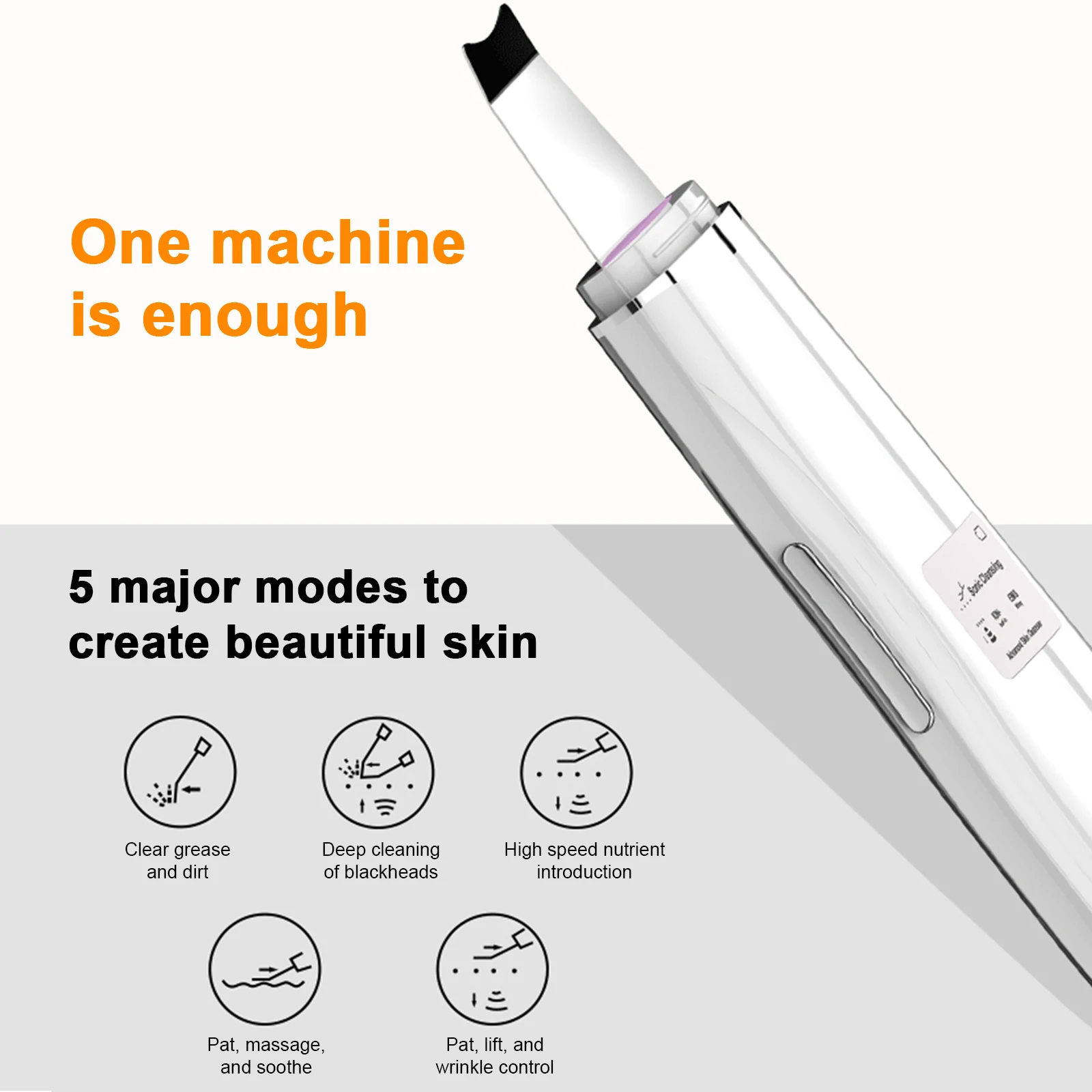 Ultrasonic Skin Scrubber Blackhead Remover Facial Skin Scrubber LCD Digital Display USB 500mAh Facial Massager Pore Cleanser