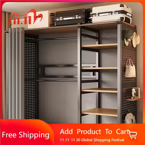 Storage Metal Wardrobe Organizer Portable Partitions Bedroom Clothes Cabinet Modern Closet Shelves Guarda Roupa Hotel Furniture