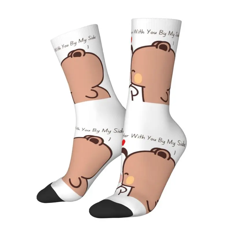 패션 남성용 팬더 베어와 브라우니 트루 러브 부부 드레스 양말 유니섹스 따뜻하고 편안한 3D 프린트 크루 양말