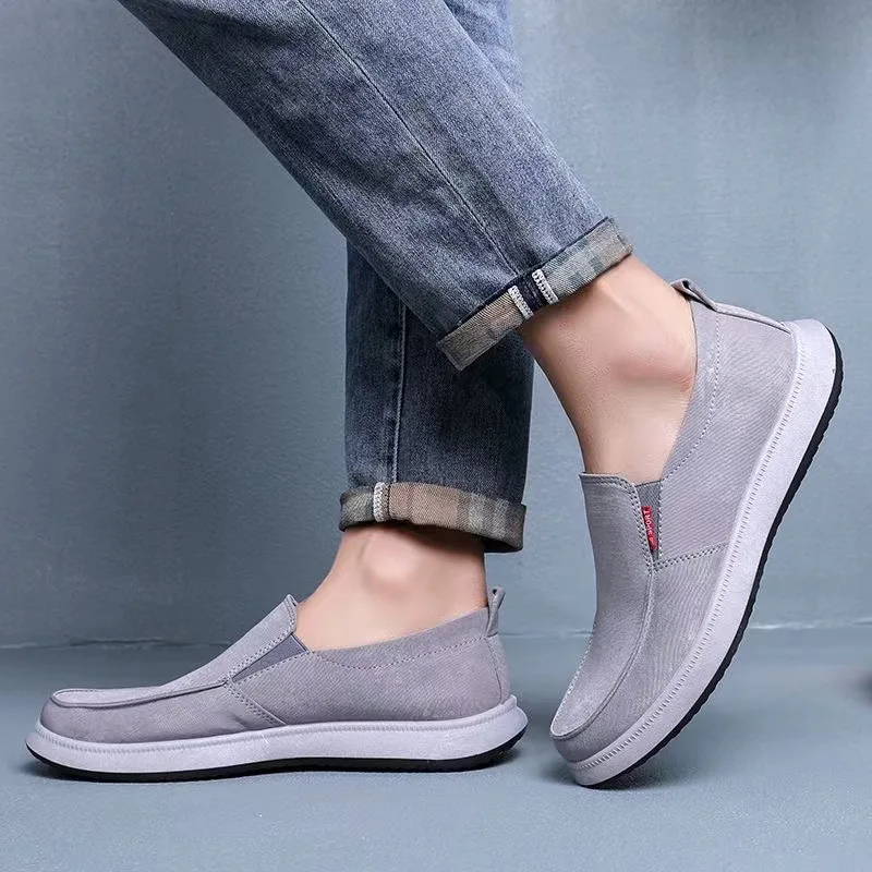 Slip on Mens Casual Shoes Non-slip Male Casual Sneakers Breathable Old Beijing Canvas Shoes Outdoor Walking Shoes Erkek Ayakkabฤฑ