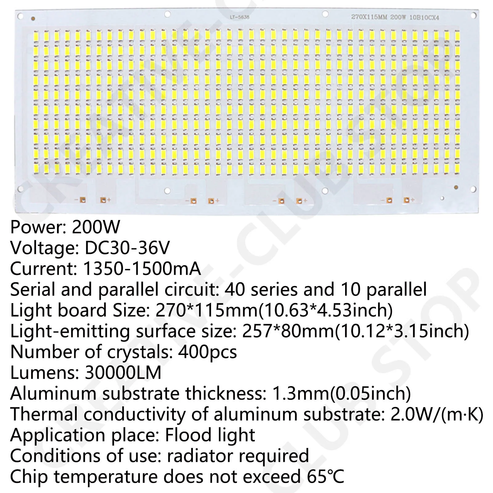 Hight Brightness 17*34mil SMD5730 Light Board 200W DC30-33V 6500K Cold White For DIY Ceiling Light Source Floodlight Accessories