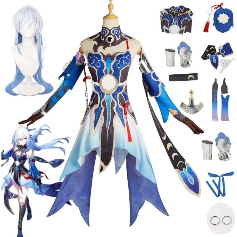 

Jingliu Cosplay Costume Honkai Star Rail Game Costume Wig Dress Full Set Uniform Props Weapon Halloween Christmas Fancy Party