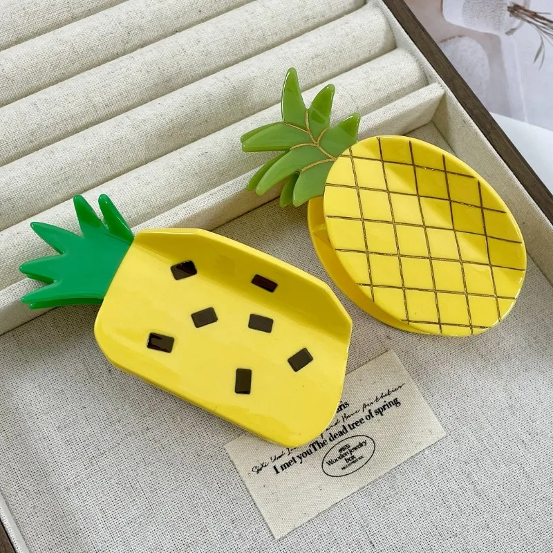 Cute Cartoon Fruit Series Hair Claw Acetate Strawberry Banana Pineapple Crab Hair Clip Shark Clips Hair Accessories for Woman